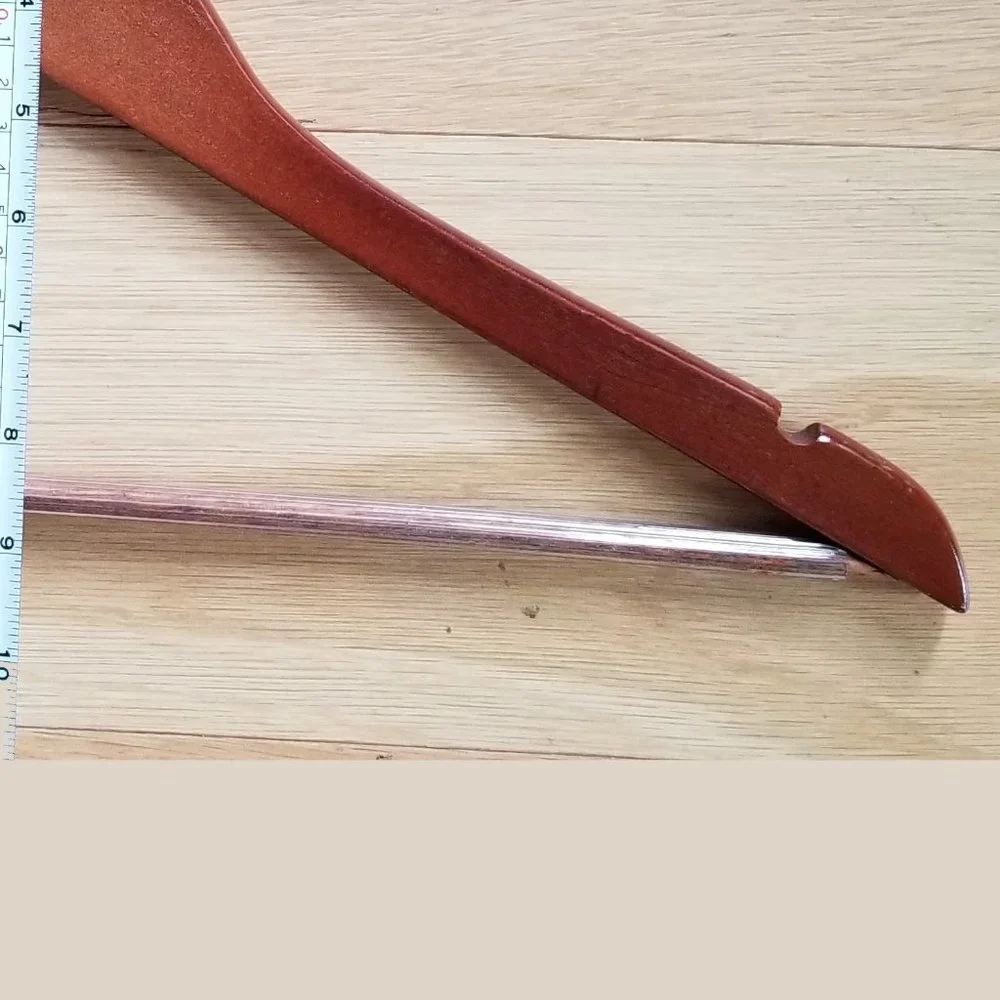 Wood Suit Hangers with Non-slip Grooved Bar 10-Pack Cherry